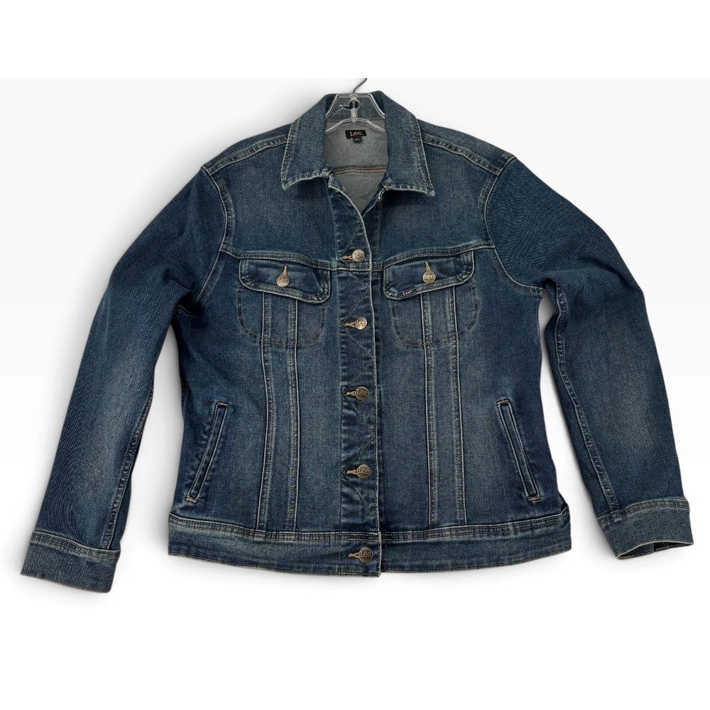 Lee Trucker Jacket Women Large Blue Stretch Cotton Denim MTA-20E
